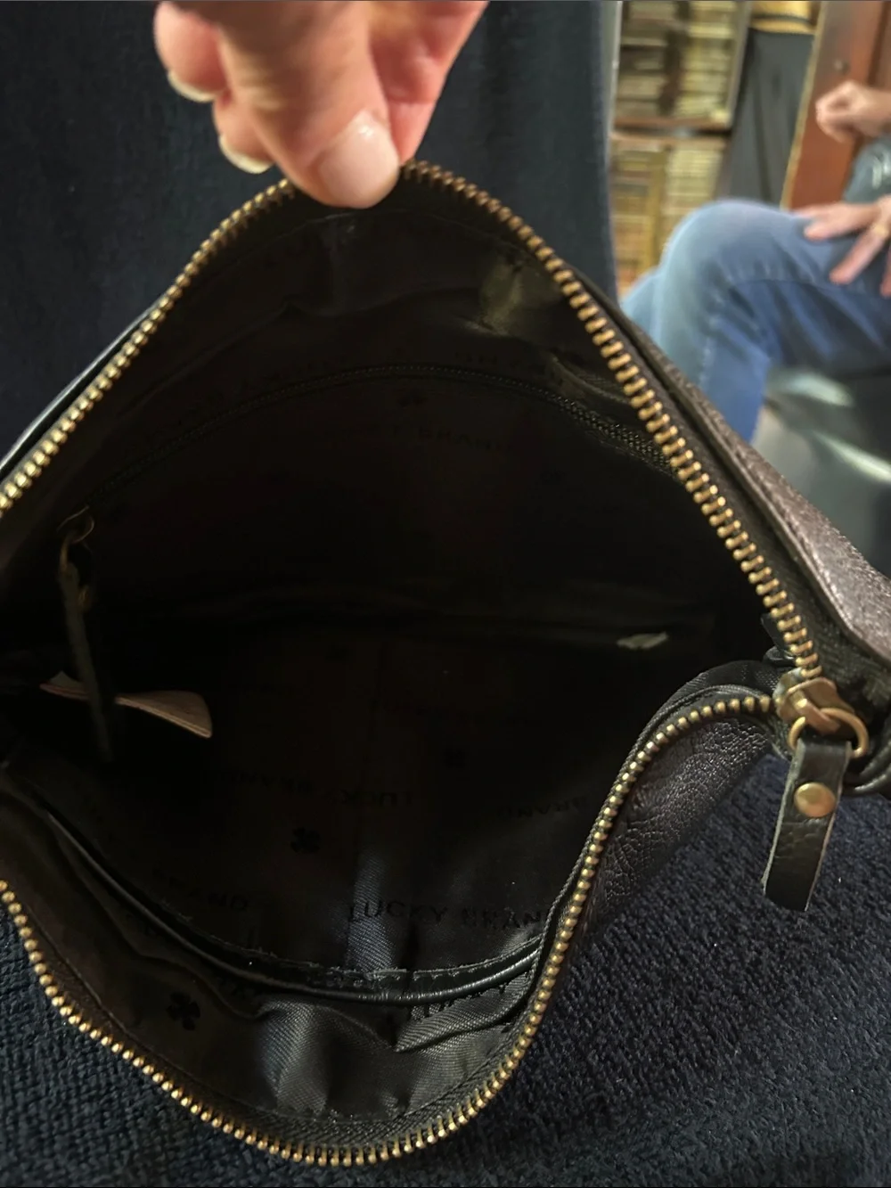 Lucky Brand Black Pebbled Leather Crossbody Bag with Tassels